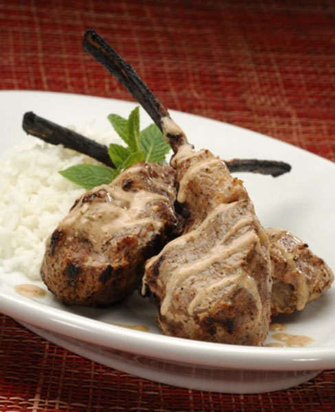 Tandoori Lamb Chops served with basmati rice or seven-grain pilaf