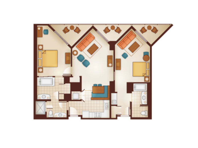 Lockoff Two Bedroom Villa floor plan