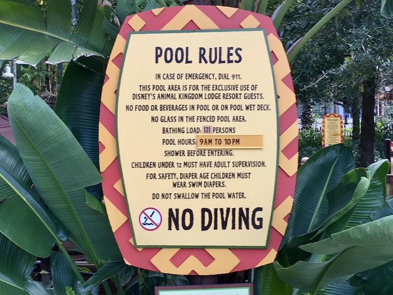 Pool area rules