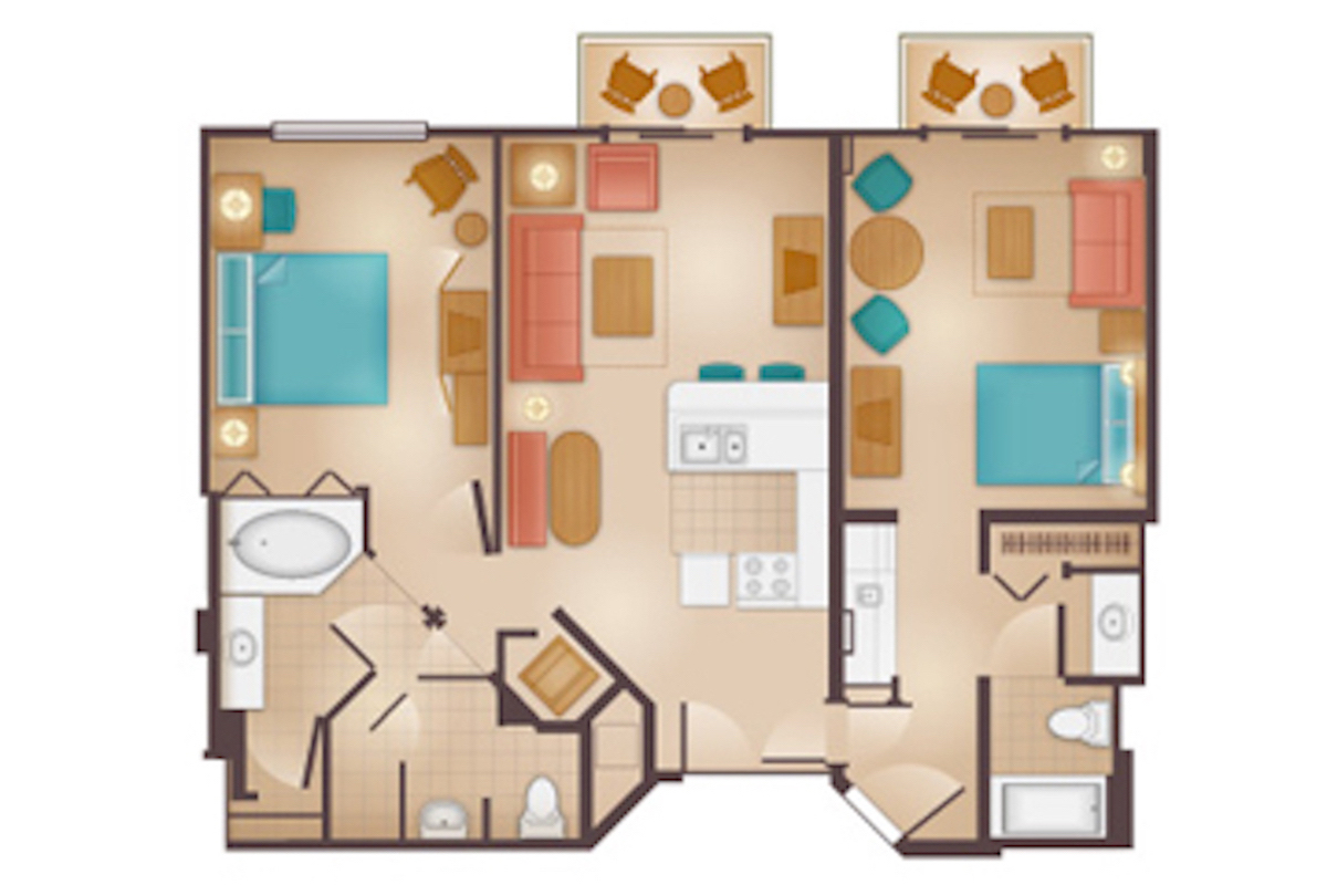 Lockoff Two Bedroom Villa Floorplan