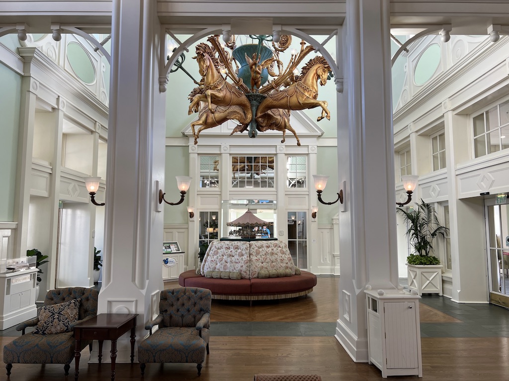 Lobby entrance with chandelier