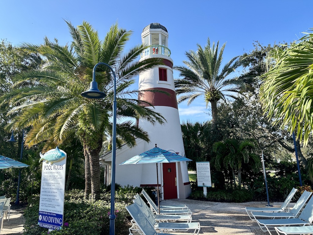 Main pool lighthouse-themed sauna