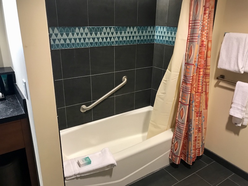 Split bathroom tub and shower