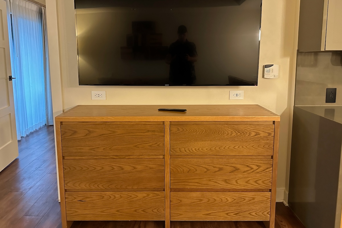 Living room flat panel television and storage